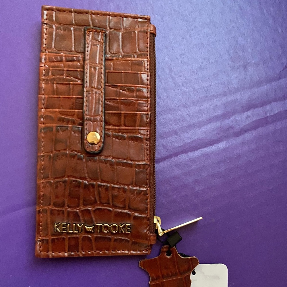 Kelly Tooke Card Stacker - Croc Leather Holds 12 Credit Cards NWT